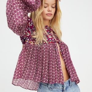 Free people Malian babydoll jacket blouse top New